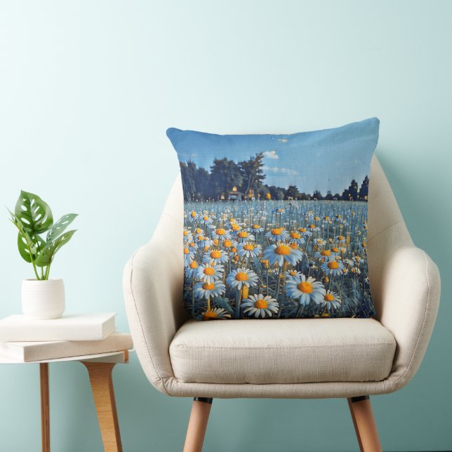 A fält fullt av blomningskameror kudde (Stol)