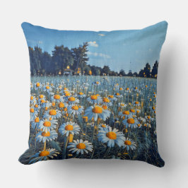 A fält fullt av blomningskameror kudde