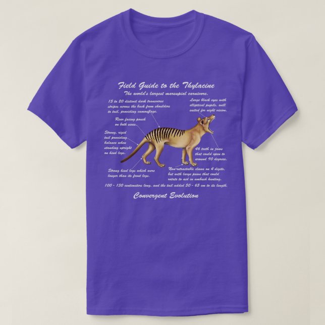 A Fält Guide to Thylacines white kursive write T Shirt (Design framsida)