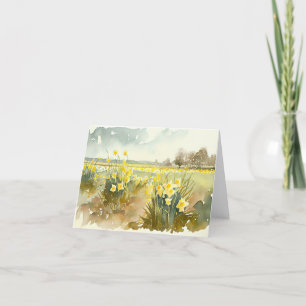 A Fält i Daffodils under vårtiden Tack Kort