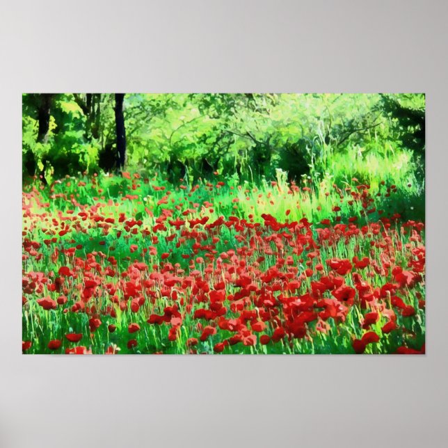 A Fält i Red Wildblomma Ligcape Art Poster (Framsidan)