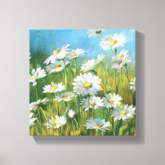 A Fält i Vita Daisy Canvastryck (Framsida)