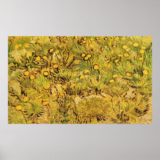 A Fält i Yellower Flowers, Vincent Van Gogh Poster (Framsidan)