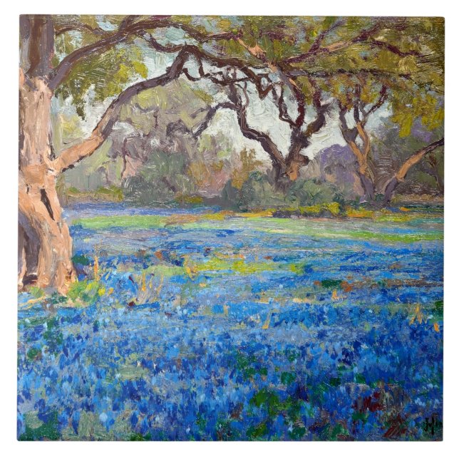 A Fält of Bluebonnets at Alamo Heights, 1919, Kakelplatta (Framsidan)
