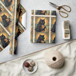 A Familiar Black Cat And Toadstools Halloween 1 Presentpapper