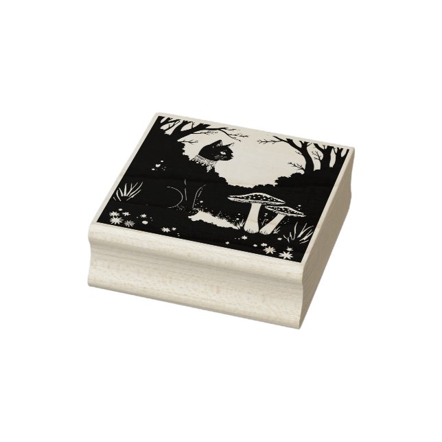 A Familiar Black Cat And Toadstools Halloween 1 Stämpel (Stämpel)