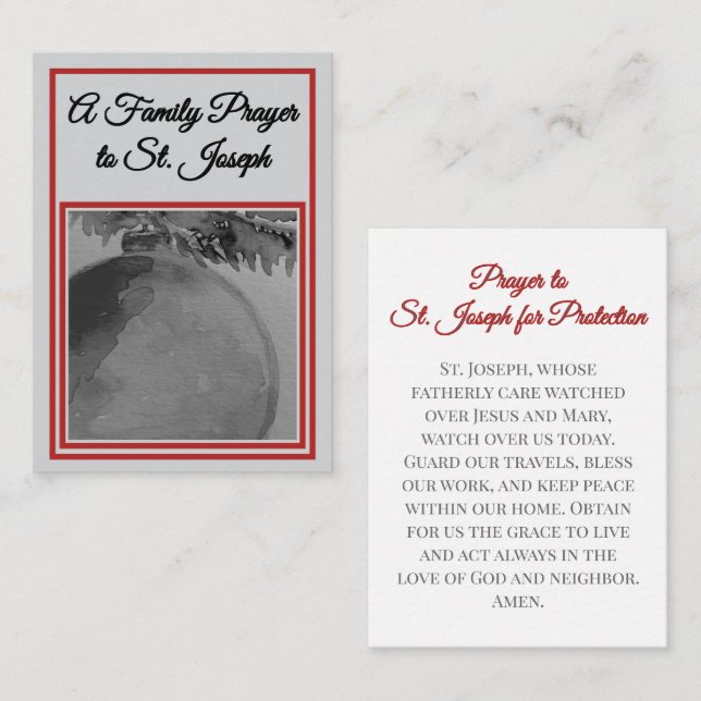 A Family Prayer to St. Joseph Prayer Card Anteckningskort (Fram/baksida)