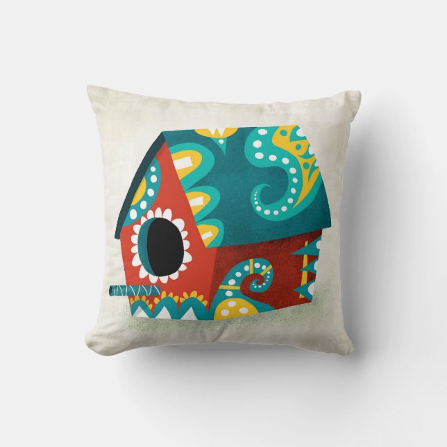 A Fanciful Birdhouse Dekorativ kudde (Framsida)