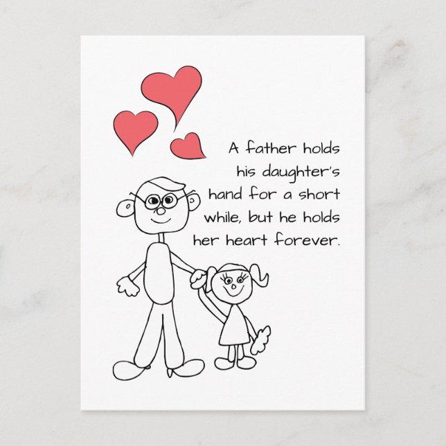 A Far håller sin dotter Hand Vykort (Framsida)