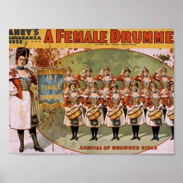 A Female Drummer, "Arrival of drummer Girls" Poster (Framsidan)