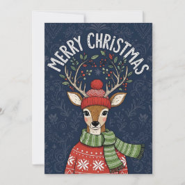 A festive Christmas card featuring a cute deer  Julkort