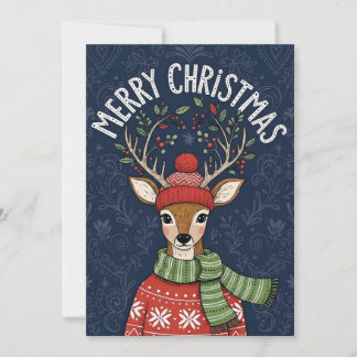 A festive Christmas card featuring a cute deer  Julkort