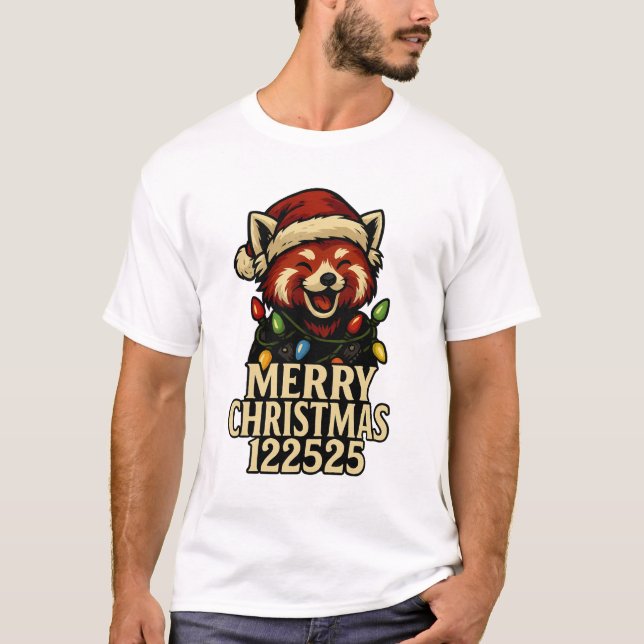 A festive red panda Merry Christmas 122525 T Shirt (Framsida)