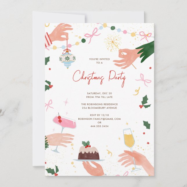 A Festive Shindig Christmas Holiday Party Invite Inbjudningar (Framsida)