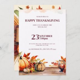 A FESTIVE THANKSGIVING INVITATION WITH A PUMPKIN  INBJUDNINGAR