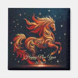 a fiery horse against a starry sky magnet