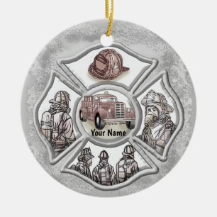 A Firefighter Maltese Kor Ceramic Ornament