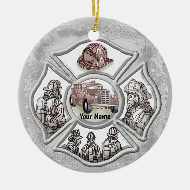 A Firefighter Maltese Kor Ceramic Ornament (Framsidan)