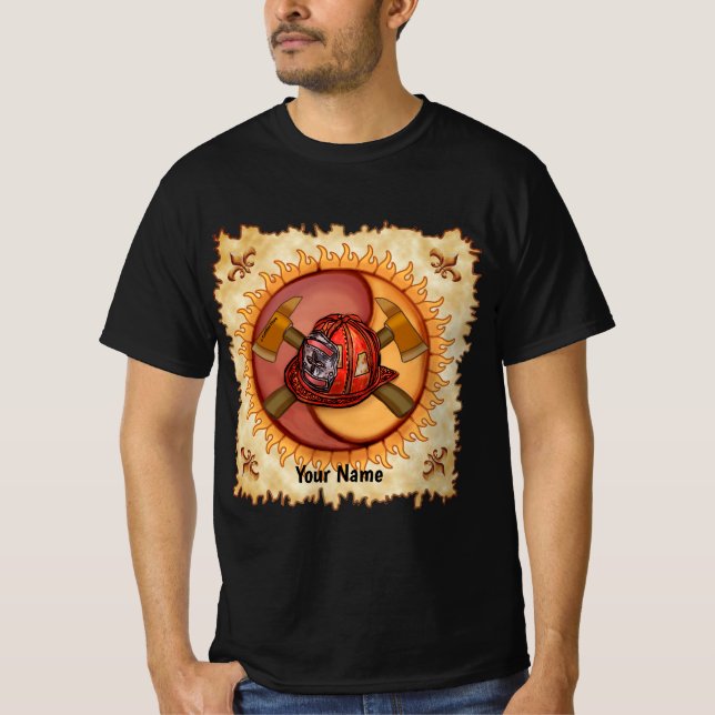A Firefighter Yin Yang T Shirt (Framsida)