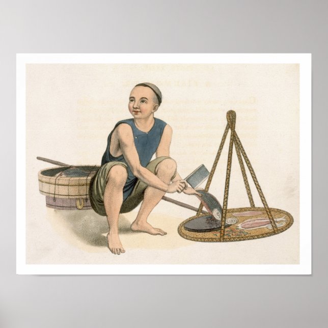 A Fishmonger, tallrik 39 från "Chinans kostymer" Poster (Framsidan)