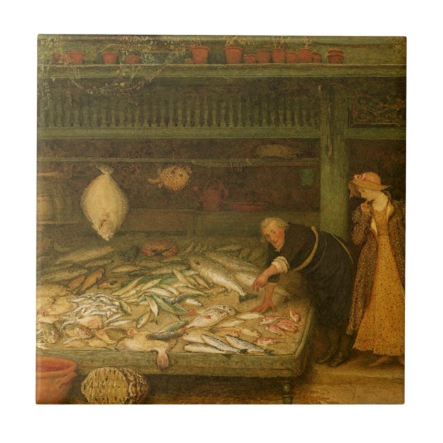 A Fishmongers Shop av Frederick Walker Kakelplatta (Framsidan)