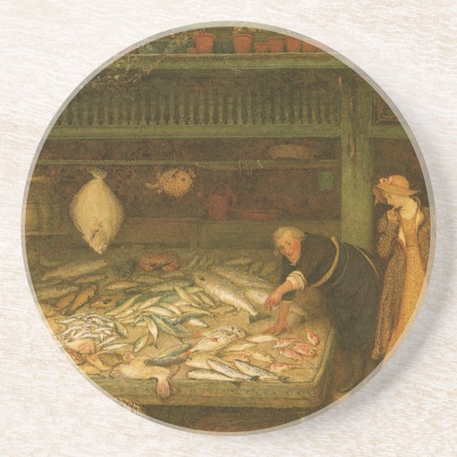 A Fishmongers Shop av Frederick Walker Underlägg Sandsten (Framsidan)