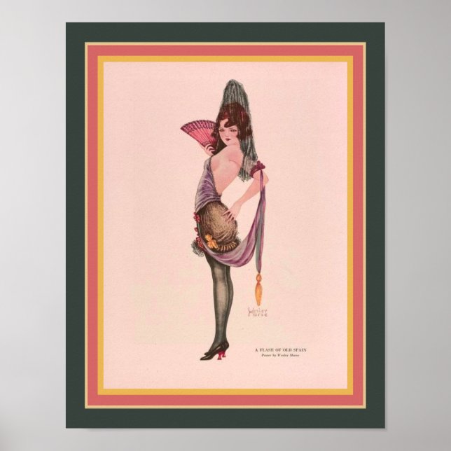"A Flash of Old Spain" Art Deco ca. 1921 Poster (Framsidan)