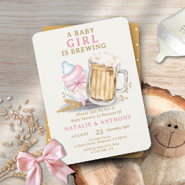 A Flicka andas Rosa Flaska Baby Shower Inbjudningar