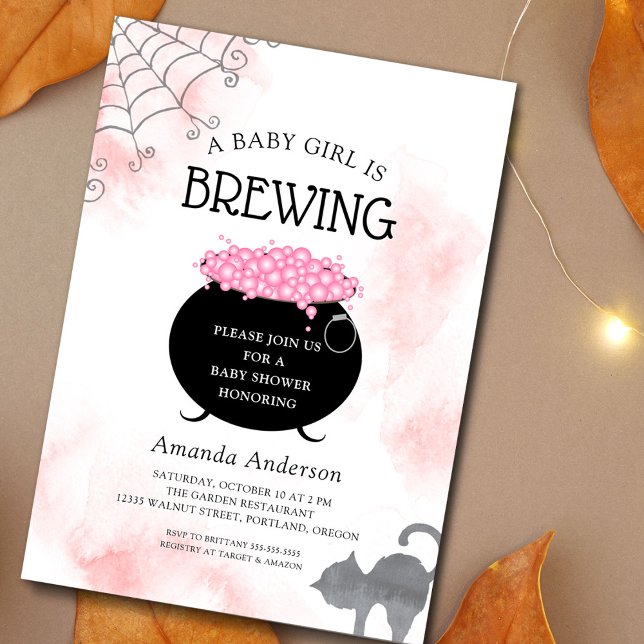 A Flicka brinner Halloween Baby Shower Inbjudningar (A perfect invitation for a fall Halloween baby shower.)