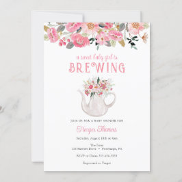 A Flicka håller på att blåsa tea Baby Shower Inbjudningar