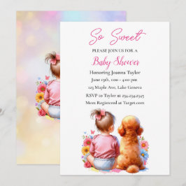 A Flicka och hennes Hund Baby Shower Inbjudningar
