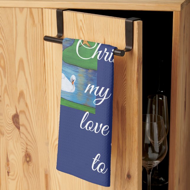 A Flock of Seven Swans-A-Swimming  Kökshandduk (Thirds Fold)