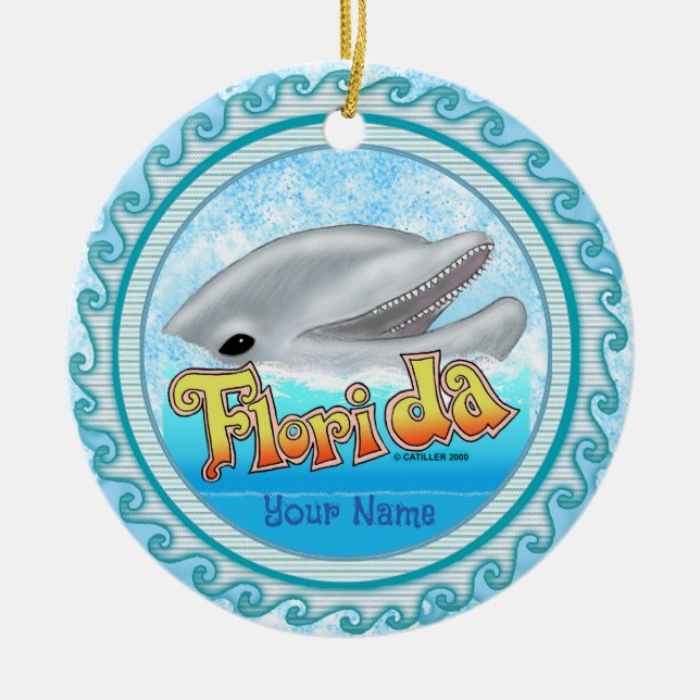 A Florida Dolphin Julgransprydnad Keramik (Framsidan)