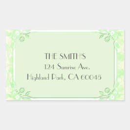 A Flowery Ljust grönt Rektangulärt Klistermärke