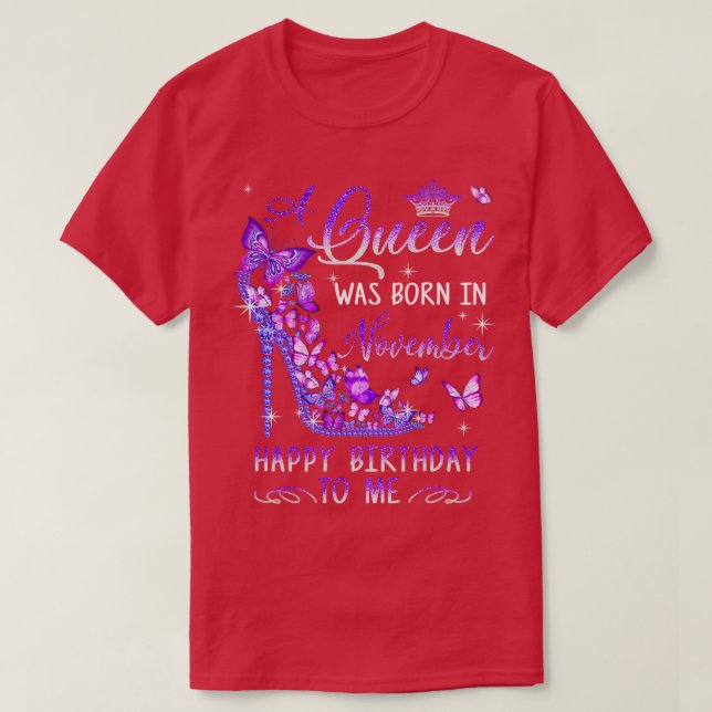 A föddes i november, Cute Birthday Flickor T Shirt (Design framsida)