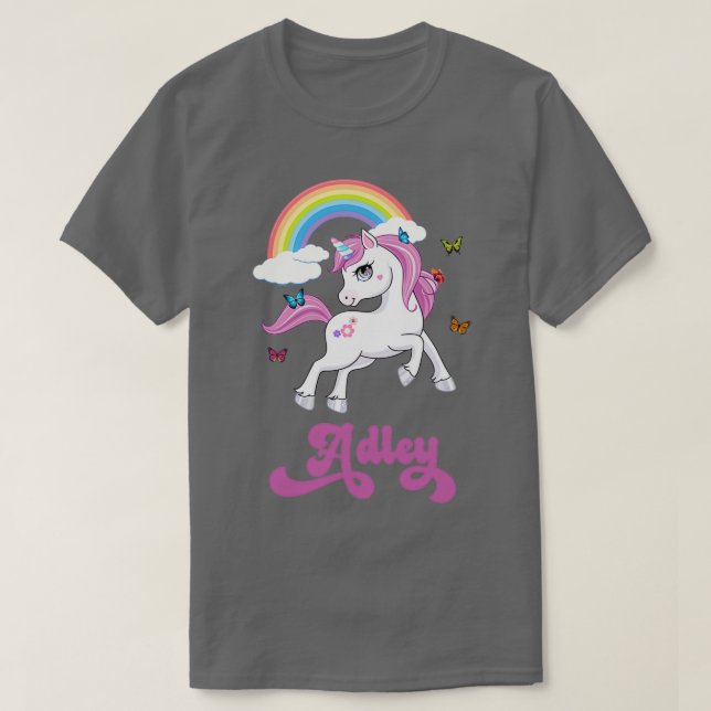 A för Adley Adley Rainbow Unicorn T Shirt (Design framsida)