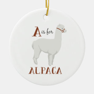 A för Alpaca Julgransprydnad Keramik