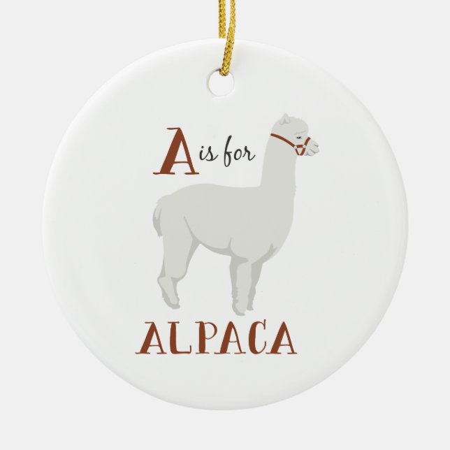 A för Alpaca Julgransprydnad Keramik (Framsidan)