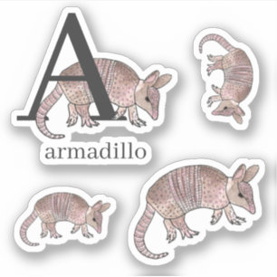 A för Armadillo Stickers Klistermärken