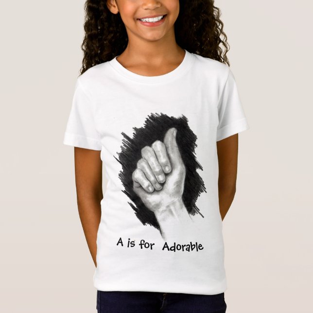 A FÖR FÖRTJUSANDE, ASL FINGERSPELL TEE (Framsida)