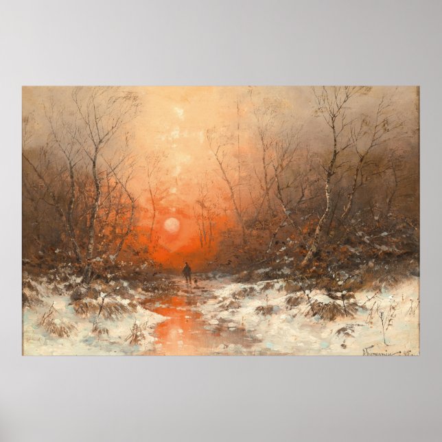 A Forest Väg med Hunter i Sunset Poster (Framsidan)