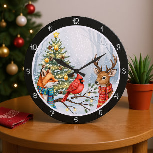 A Fox, Hjort och kardinal jul Stor Klocka