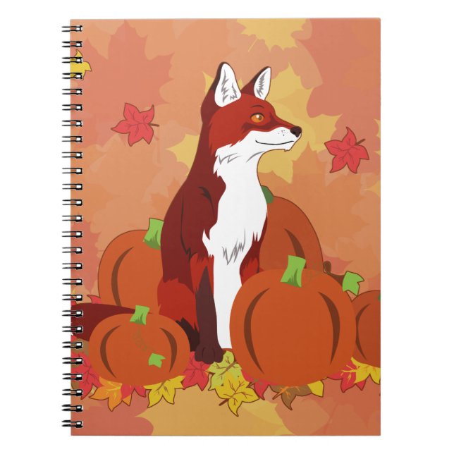 A Fox i Pumpkin Patch Anteckningsbok Med Spiral (Framsidan)