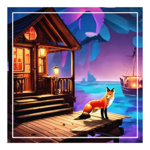 A Fox Sitta framför Cabin-47567 Fototryck