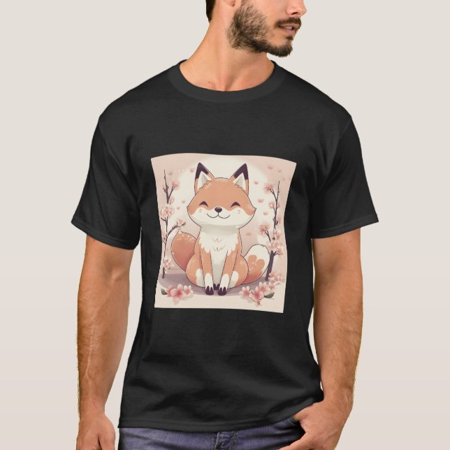A Foxtastic Journey Through Cherry Blossom Fields  T Shirt (Framsida)