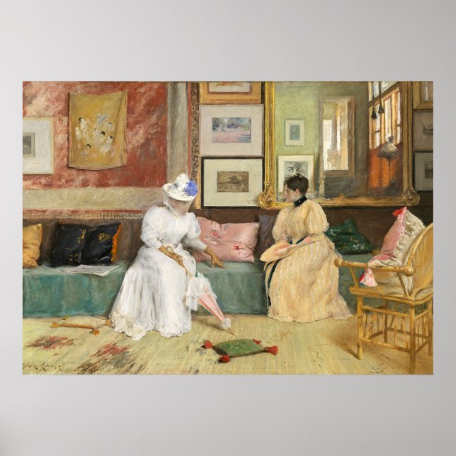 A Friendly Call, 1895 (olja på arbetsyta) Poster (Framsidan)