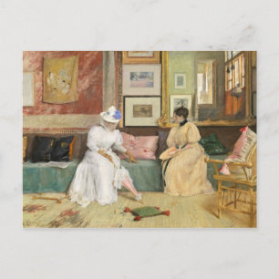 A Friendly Call, 1895 (olja på arbetsyta) Vykort