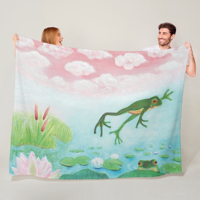 A Frog hoppar till dammbilden Fleecefilt (På plats)