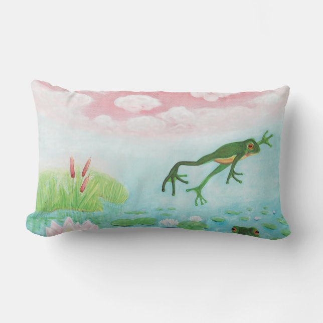 A Frog hoppar till dammbilden Lumbarkudde (Framsida)