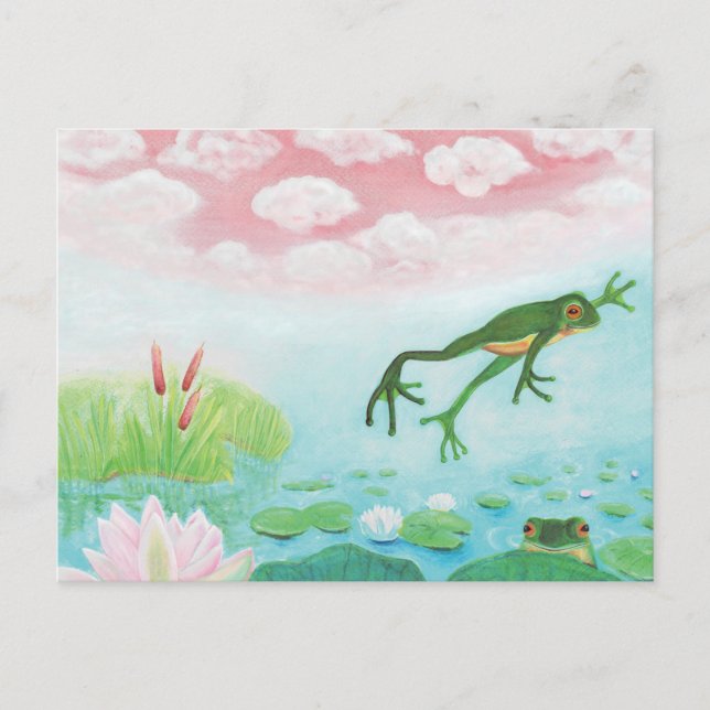 A Frog hoppar till dammbilden Meddelande Vykort (Framsida)